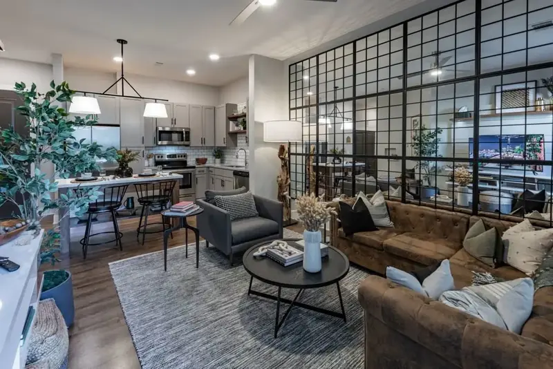 Open-concept living room and kitchen in a Fitzroy Grove model home